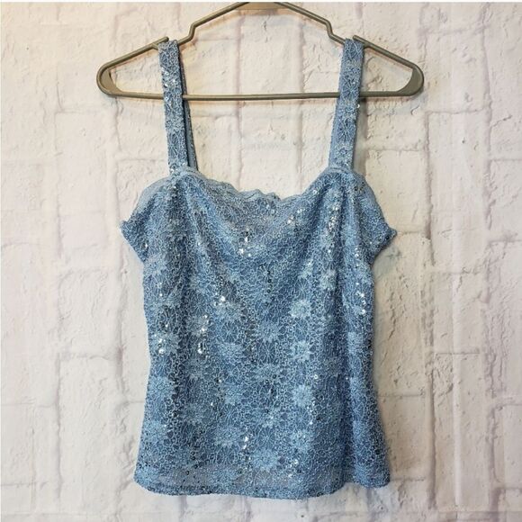 ALEX EVENINGS Formal Sequin & Lace Cami Jacket 2pc Set Small - Picture 6 of 8